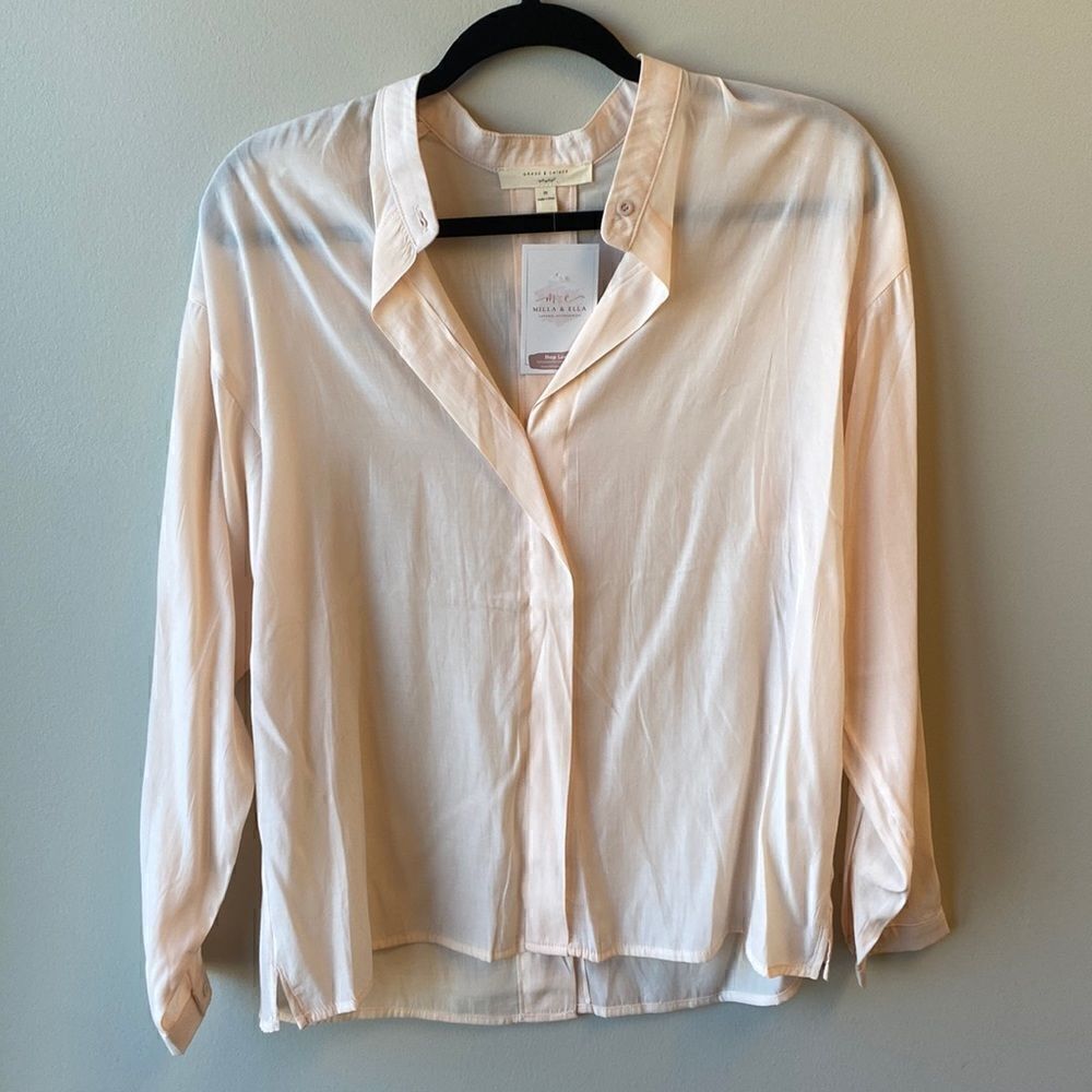 Grade & Gather blouse light pink peach medium NWT pullover long sleeve